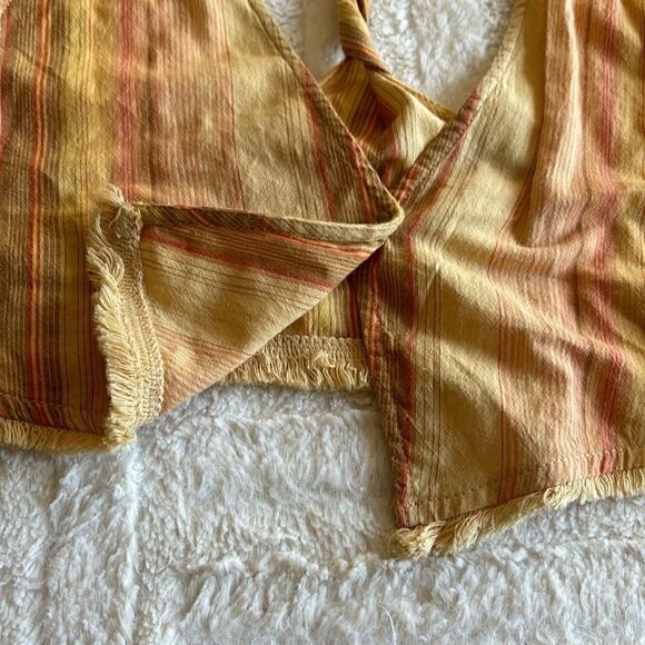 Zara‎ Women's Tan & Yellow striped vest tank Crop-top size xs - Picture 6 of 10